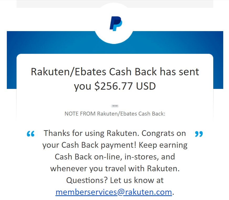 Proof of payment rakuten ebates